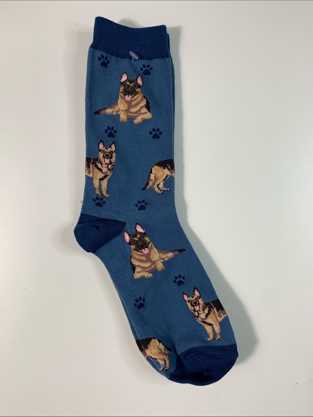 German Shepherd Dog Pattern Crew Socks - Blue
